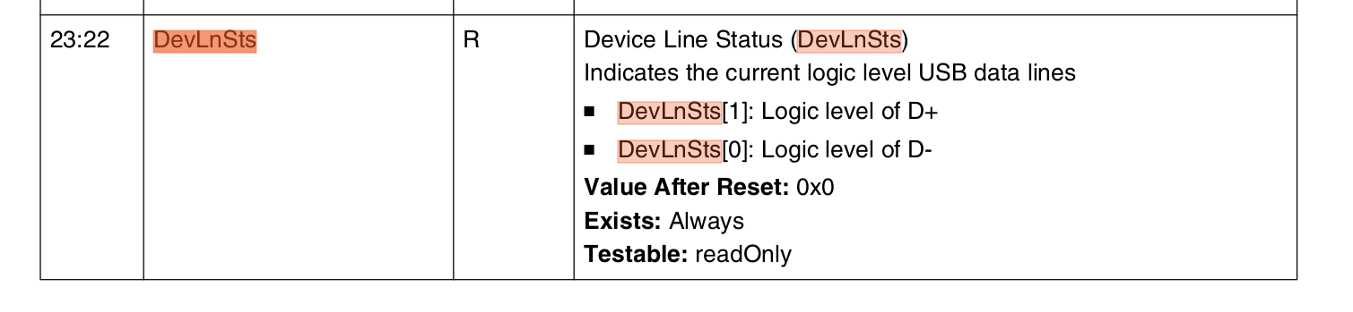 DSTS.DevLnSts:Device 线电平(手册标注与实测对调)